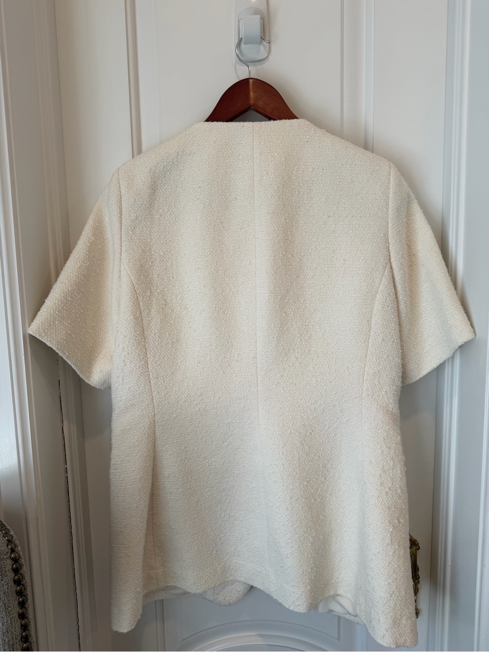 H&M Cream Short-Sleeve Bouclé Jacket - Picture 4 of 4